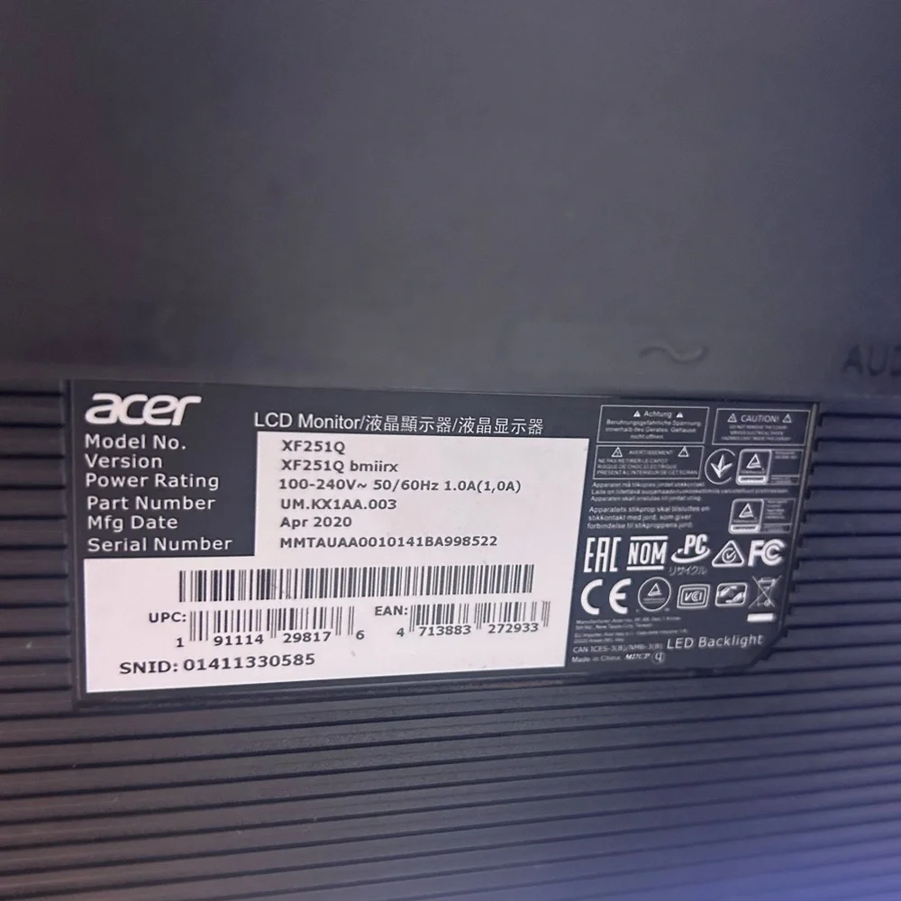 Acer XF251Q Black Monitor gaming